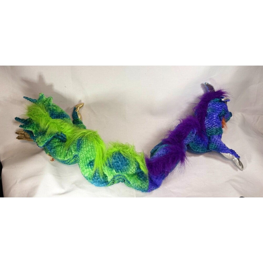 Vintage Folkmanis Retired Dragon Duo Plush 2-Hand Puppet New with Tags